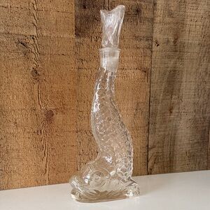 Vintage Koi Fish Clear Glass Decanter